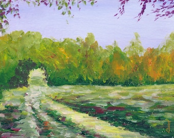 Jardin secret impression d'art originale-paysage vieille route de campagne murale art-impressionniste paysage de campagne peinture impression-impression d'art route de campagne