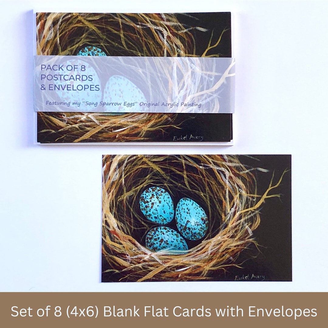3 Blue Speckled Bird Eggs in a Nest-set of 8 4x6 - Etsy