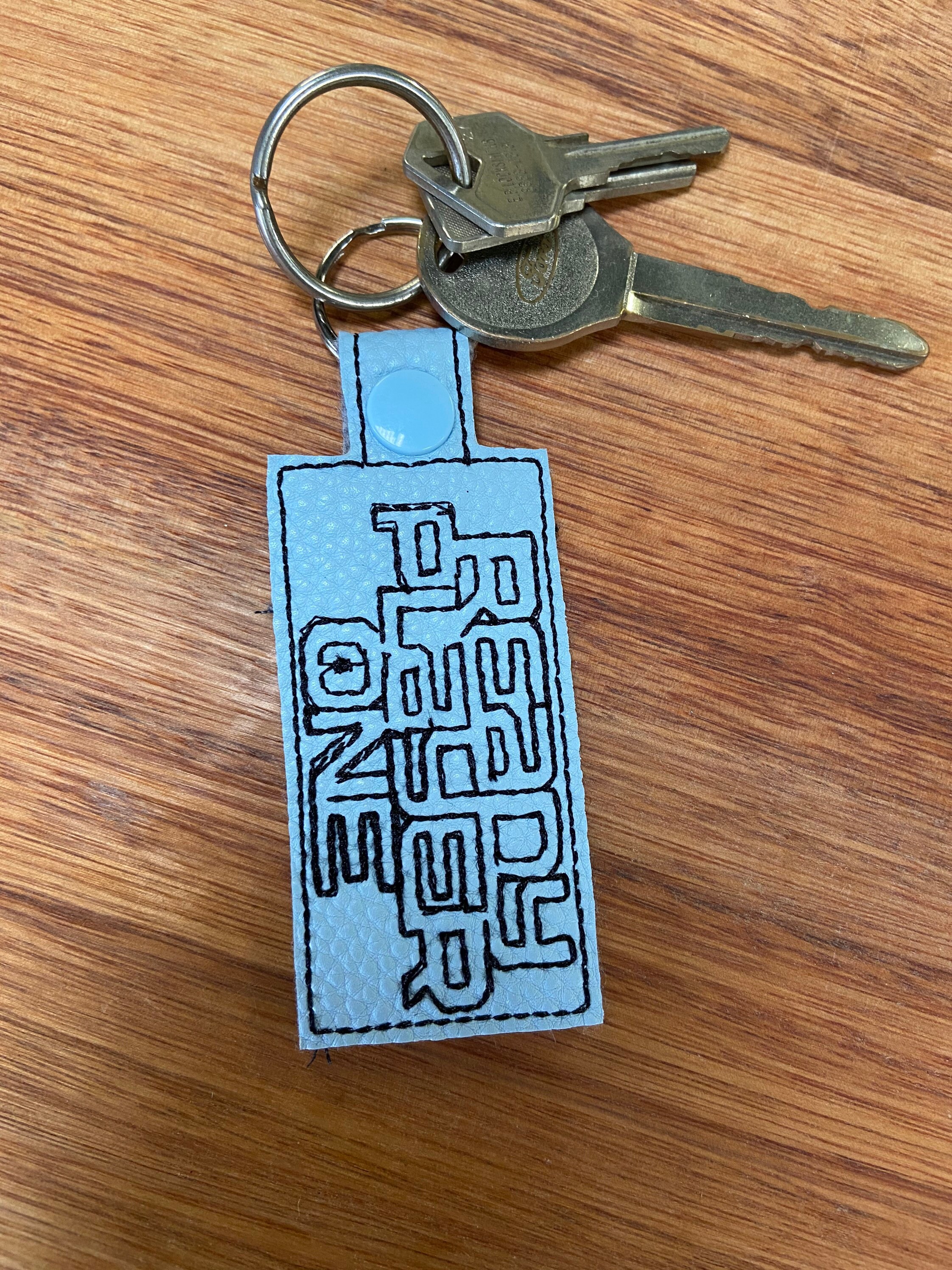 Embroidered vinyl key ring key tag key chain key fob Etsy