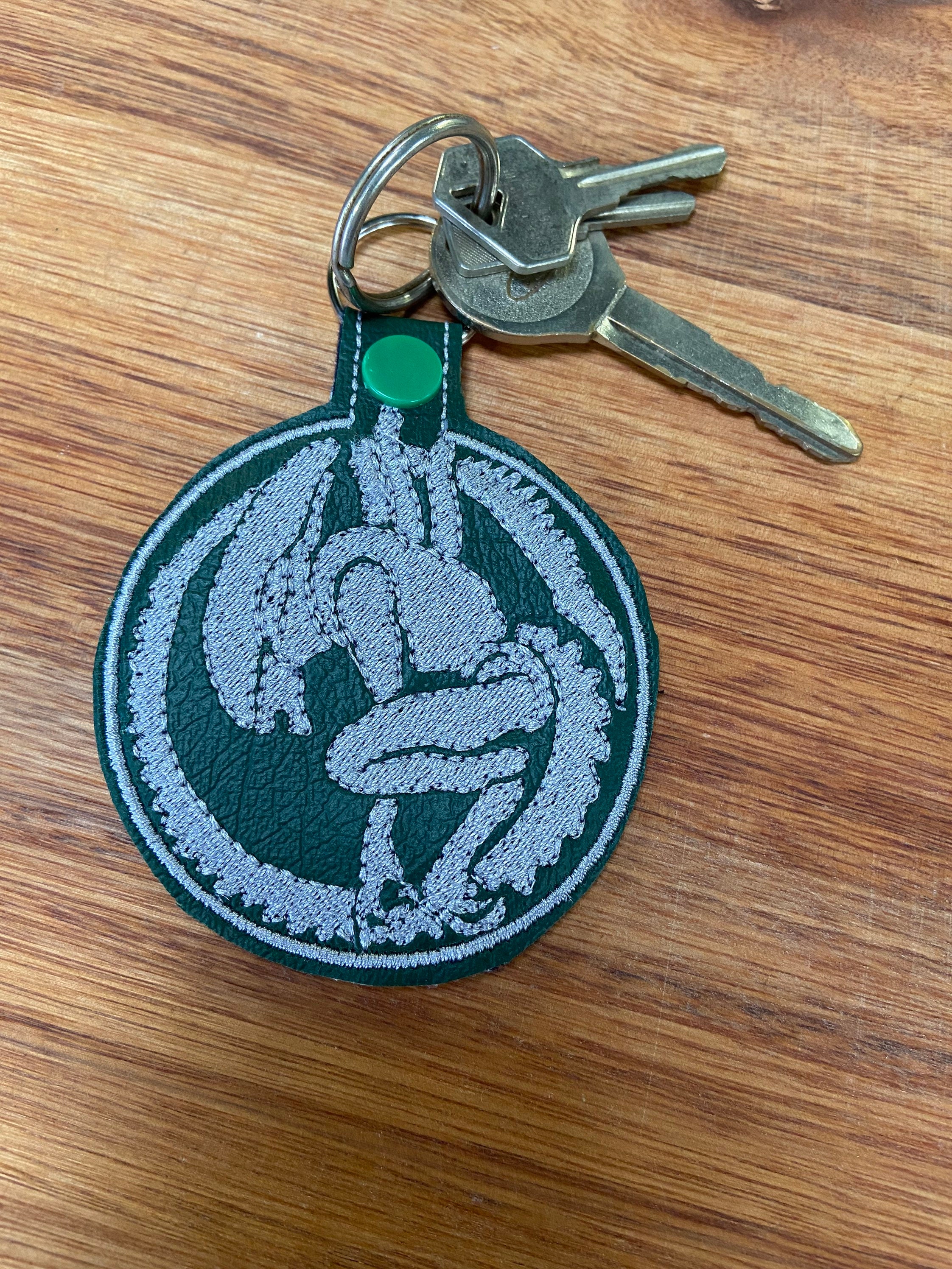 embroidered key tags