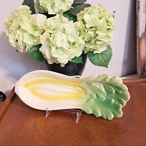 Vintage Cardinal Celery Ceramic Spoon Rest, Vintage Kitchen Decor, Ceramic Tray