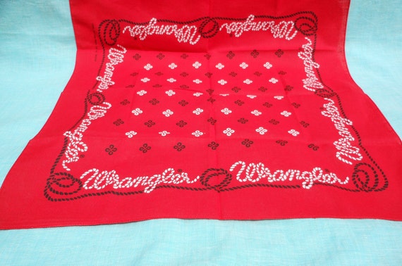 Vintage Wrangler Red Cotton Bandana  1970s - image 8