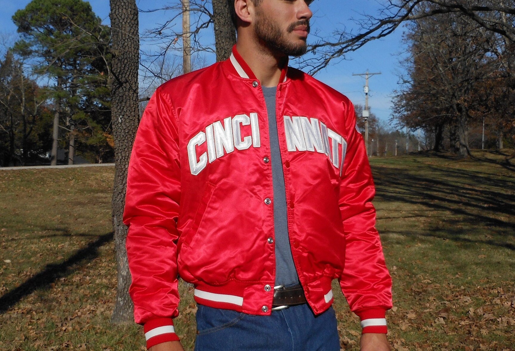 Red Satin Baseball Jacket