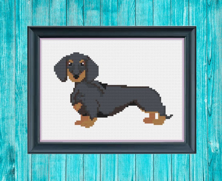 Dachshund cross stitch pattern abstract minimalistic easy to stitch pdf pattern pdf