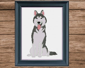 Husky cross stitch pattern abstract minimalistic easy to stitch pdf pattern pdf