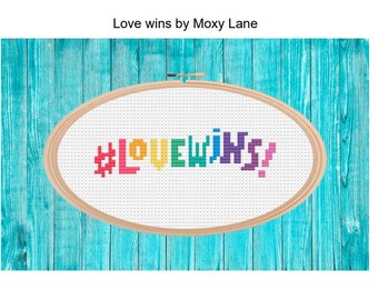 Love wins Pride LGBTQ mini cross stitch pattern pdf easy simple gift quick stitch