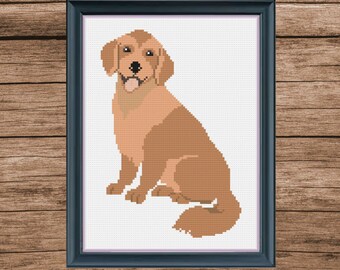 ゴールデン レトリバーのクロスステッチ パターン PDF | モダンな犬の