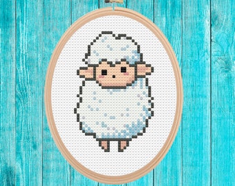 Easter Lamb small cross stitch mini cross stitch pattern pdf easy simple holiday gift religious quick stitch