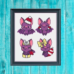 Christmas Bat cross stitch pattern pdf