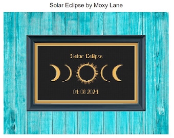 Solar eclipse cross stitch pattern easy pdf pattern for cross stitch decor quick stitch gift