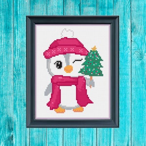 Christmas Penguin cross stitch pattern pdf