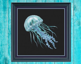 Jellyfish cross stitch pattern easy pdf pattern for cross stitch sea decor stitch gift