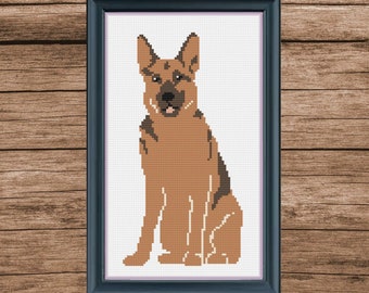 German Shepherd cross stitch pattern abstract minimalistic easy to stitch pdf pattern pdf