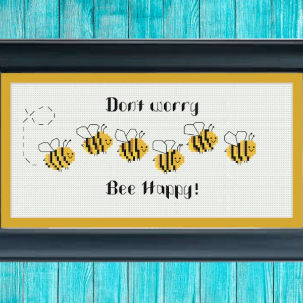 Bee Happy cross stitch pattern easy pdf pattern for cross stitch decor quick stitch gift