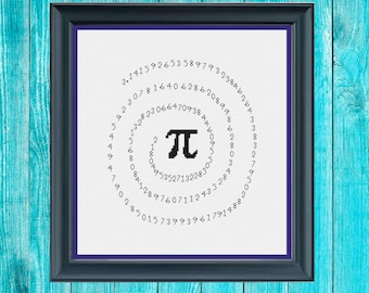 Pi to 150 digits Counted cross stitch pattern easy chart gift math lovers