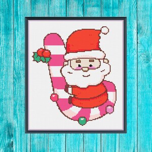 Christmas cross stitch pattern Candy cane Santa counted cross stitch pdf pattern holiday decor gift