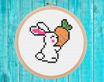 Easter bunny mini cross stitch pattern pdf easy simple holiday gift retro quick stitch