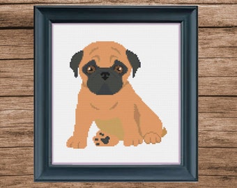 Pug cross stitch pattern abstract minimalistic easy to stitch pdf pattern pdf