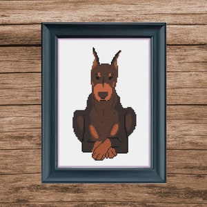 Doberman cross stitch pattern abstract minimalistic easy to stitch pdf pattern pdf