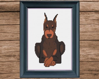 Doberman cross stitch pattern abstract minimalistic easy to stitch pdf pattern pdf