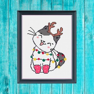 Christmas Cat cross stitch pattern pdf