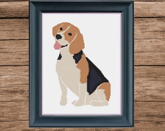 Beagle cross stitch pattern abstract minimalistic easy to stitch pdf pattern pdf