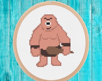 Cyclops mini cross stitch pattern pdf easy simple mythology gift retro quick stitch