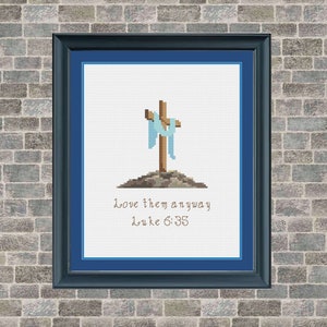 Cross bible verse Cross stitch pattern