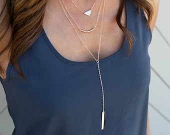 Skinny Bar Lariat Necklace, Lariat Bar Necklace, Gold Bar Lariat, Lariat Necklace,Personalized Bar, Gift for Her/Wife, LEILAJewelryshop,N265