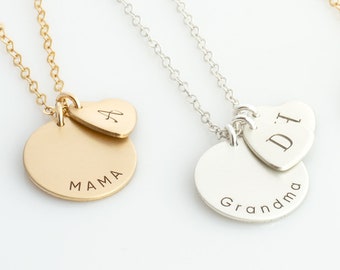 Mother's Day Gift, Personalized Gift for Mom Necklace Kids Initial Heart Necklace, Family Tree Heart Necklace Gift for Her, Gift for Grandma