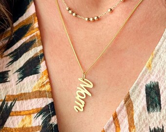 Mom Script Necklace, Mom Necklace, New Mom Jewelry, 14K Gold Vermeil Charm, Mom Necklace, Mother's Day Gift, Necklace For Wife, Gift for Her