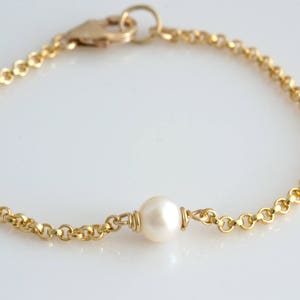 Delicate Pearl Bracelet, Gold Pearl Bracelet, Bridesmaid Gift, Minimal Bracelet, Gift for Her, 14k Gold Fill, Sterling Silver, B215 image 4