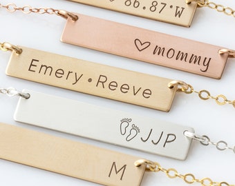 Gold Bar Necklace /Name Bar Necklace/ Mom Necklace/ Layer Necklace Gold/ Silver/Bridesmaid Gift/ Wedding Gift/ Gift for Bride