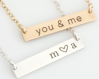 Valentine's Day Gift for Girlfriend,Wife/Wedding Anniversary Gift/Love Necklace,/Soulmate Necklace/Personalized Bar Necklace Gift for Her