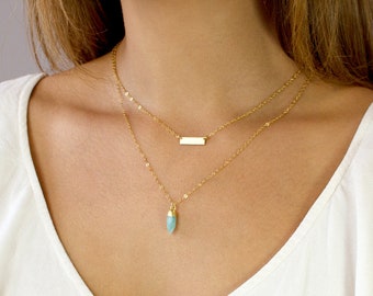 Mini Choker Necklace, Skinny Mini Bar Necklace, Initial Necklace, Tiny Choker Necklace,Gold Fill, Silver, Gift For Her,LEILAJewelryShop,N214