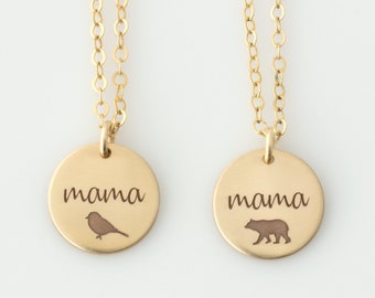 Mama Bird Necklace, Mama Bear Necklace, Personalized Mom Necklace, Mama Necklace, New Mom Necklace, Sterling Silver, Mother's Day Gift