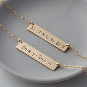 Collar de barra personalizado / Collar de barra grabado / Placa de nombre personalizada de oro o plata / Collar inicial / Número romano / Regalo de San Valentín / Regalo para ella imagen 5