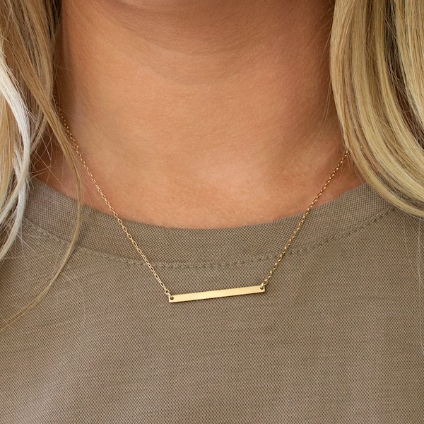 Mom Necklace, Bar Necklace, Date Necklace, Name Necklace, Minimal Gold Bar Necklace, Initials Birthdate Necklace, Silver, Gold, Gift for Her