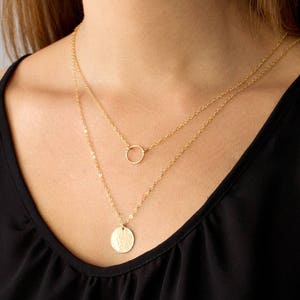 Dainty Circle Necklace, Gold Circle Necklace, Karma Necklace, Gift for her, 14k Gold Fill, Sterling Silver, LEILAjewelryshop, N200