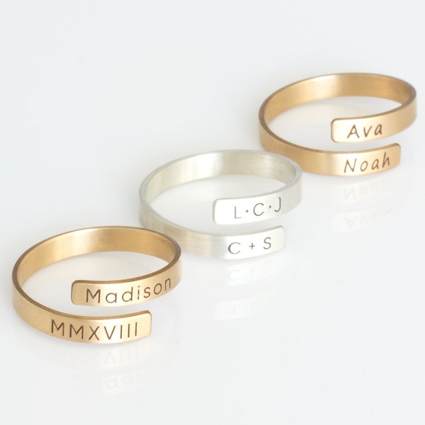 Custom Name Ring, Personalized Name Ring, Custom Initial Ring, Personalized Ring Gift For Her, Kids Name Ring in Gold, Silver, Rose Gold
