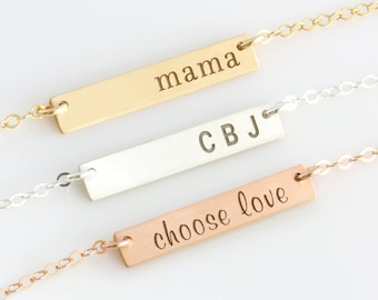 Custom Name Necklace Bar Name Necklace Name Bar Necklace Name plate Necklace Bar Necklace Personalized Name Necklace.  002