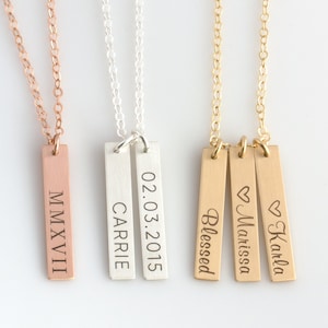 Custom Engraved Necklace, Name Necklace,Engraved Name Necklace,Name Plate Necklace,Personalized Bar Necklace,Mother&#39;s Day Gift, Gift for Her