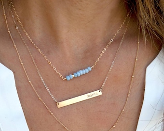 Satellite Layering Necklace,Layering Necklace,Gold Satellite Chain,Everyday Necklace,Beaded Chain,Gift for Her,Jewelry LEILAJewelryshop,N270