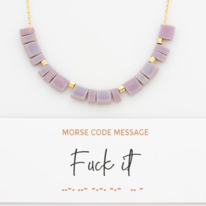 Fuck It Morse Code Necklace, Color Block Hidden Message Morse Code Necklace for Support and Encouragement, LEILA Jewelry Shop