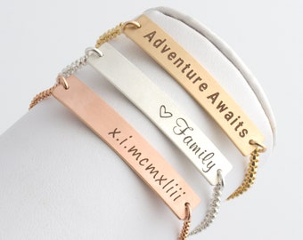 Engraved Bracelet/Nameplate Bracelet/Gold Bar Bracelet/Personalized Bar Bracelet/Bridesmaid Gift/Gold Fill/Gifts for Her/Gift For Mom, Wife