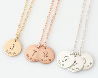 Initial Birthdate Necklace, Personalized Mother&#39;s Day Necklace, Initial/Date New Mom Necklace, Grandma Family Tree Necklace, Gift for Mom