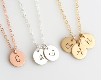 Collier initial personnalisé / Collier initial de maman en or / Collier initial pour enfants / Collier Mère en or rose / Or Argent Or Rose Initial / 2