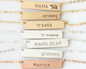 Gold or Silver Name Bar - Personalized Name Plate - Personalized Name Necklace - Gift for Her - New Mom Necklace - LEILAjewelryshop