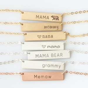 Mother's Day Gift/Custom Necklace For Mom/Mama Bear Necklace/Nana Necklace Gift, Mommy Necklace Gift/Grammy/Memaw/Personalized Bar Necklace image 1