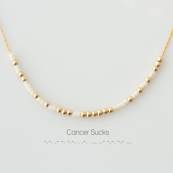 Cancer Sucks Morse Code Necklace, F*ck Cancer Necklace, Stay Strong Necklace, Hidden Message Necklace, Cancer Survivor, Morse Code Jewelry